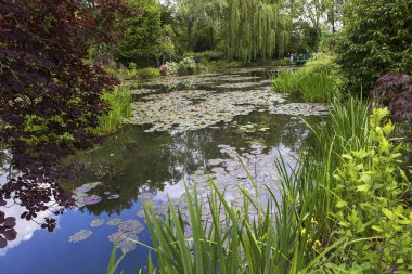 GIVERNY, FRANCE, 21 Mayıs 2015: Empresyonist bahçeler ve Claude Monet göletleri Giverny, Normandiya, Fransa