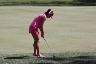 Rancho Mirage, California'da - 04 Nisan 2015: Lexi Thompson Ana ilham golf turnuvasında Lpga Tur, 04 Nisan 2015 Mission Hills şehir kulübü, Rancho Mirage, Kaliforniya, ABD