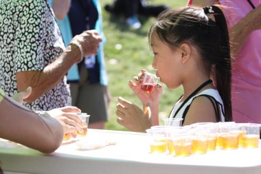 RANCHO MIRAGE, CALIFORNIA - APRIL 04, 2015 : young spectators at the ANA inspiration golf tournament on LPGA Tour, April 04, 2015 at The Mission Hills country club, Rancho Mirage, California