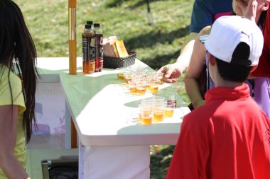 RANCHO MIRAGE, CALIFORNIA - APRIL 04, 2015 : young spectators at the ANA inspiration golf tournament on LPGA Tour, April 04, 2015 at The Mission Hills country club, Rancho Mirage, California