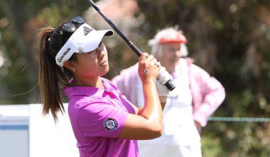 Rancho Mirage, California'da - 04 Nisan 2015: Danielle Kang Ana ilham golf turnuvasında Lpga Tur, 04 Nisan 2015 Mission Hills şehir kulübü, Rancho Mirage, Kaliforniya, ABD
