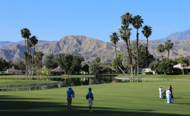 Rancho Mirage, California'da - 03 Nisan 2015: golf sahası görünümü Ana ilham golf turnuvasında Lpga tur, 03 Nisan 2015 The Mission Hills şehir kulübü, Rancho Mirage, Kaliforniya