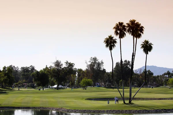 Rancho Mirage, California'da - 03 Nisan 2015: golf sahası görünümü Ana ilham golf turnuvasında Lpga tur, 03 Nisan 2015 The Mission Hills şehir kulübü, Rancho Mirage, Kaliforniya