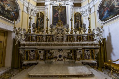 Anacapri, İtalya, 08 Haziran 2015: iç mekanlar ve mimari detaylar Chiesa San Michele Kilisesi, 08 Haziran 2015, Anacapri, Capri Adası, İtalya