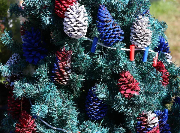 Árvore de natal patriótica em Fort Myers, Florida, EUA — Fotografia de Stock