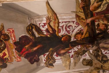 Seville, Endülüs, İspanya, 25 Mayıs 2017: hastane de los venerables Kilisesi, 25 Mayıs 2017 Seville, andalusia, İspanya'nın iç frescoe