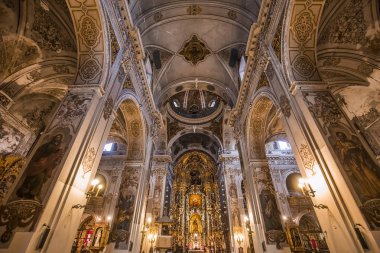 Sevilla, Endülüs, İspanya, 25 Mayıs 2017: Santa maria Magdalena Kilisesi, 25 Mayıs 2017 Seville, andalusia, İspanya İç