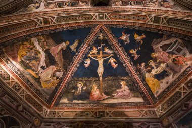 Siena, İtalya, 12 Haziran 2016: iç mekanlar ve mimari dekorlar, Vaftizhane, Siena Katedrali, 12 Haziran 2016 Siena, İtalya