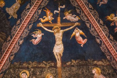 Siena, İtalya, 12 Haziran 2016: iç mekanlar ve mimari dekorlar, Vaftizhane, Siena Katedrali, 12 Haziran 2016 Siena, İtalya