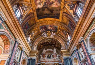 Roma, İtalya, 17 Haziran 2015: iç mekanlar ve mimari detaylar Santa Maria dei Miracoli Kilisesi, 17 Haziran 2015 Roma, İtalya