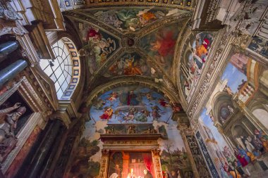 ROME, ITALY, JUNE 16, 2015 : interiors and architectural details of Santa Maria Sopra Minerva church, june 16, 2015 in Rome, Italy clipart