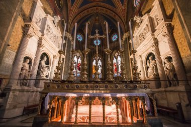 Roma, İtalya, 16 Haziran 2015: iç mekanlar ve mimari detaylar Santa Maria Sopra Minerva Kilisesi, 16 Haziran 2015 Roma, İtalya
