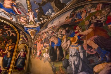 Floransa, İtalya, 25 Ekim 2015: iç mekanlar ve mimari detaylar Palazzo Vecchio, 25 Ekim 2015 Floransa, İtalya