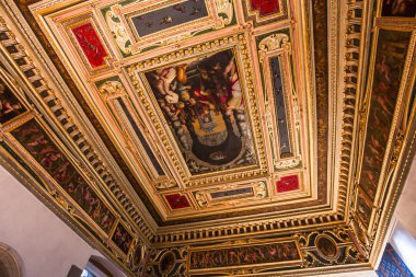 Floransa, İtalya, 25 Ekim 2015: iç mekanlar ve mimari detaylar Palazzo Vecchio, 25 Ekim 2015 Floransa, İtalya