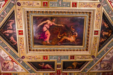 Floransa, İtalya, 25 Ekim 2015: iç mekanlar ve mimari detaylar Palazzo Vecchio, 25 Ekim 2015 Floransa, İtalya