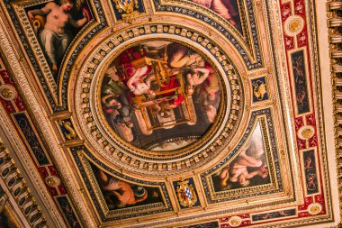 Floransa, İtalya, 25 Ekim 2015: iç mekanlar ve mimari detaylar Palazzo Vecchio, 25 Ekim 2015 Floransa, İtalya