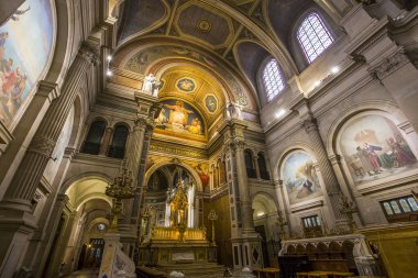 Paris, Fransa, 26 Ekim 2016: iç mekanlar ve mimari detaylar SAINT FRANCOIS, xavier Kilisesi, 26 Ekim 2016, Paris, Fransa