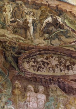 Pisa, İtalya, 06 Haziran 2016: Triumph of Death frescoe, Camposanto, 06 Haziran 2016 Pisa, İtalya