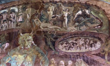 Pisa, İtalya, 06 Haziran 2016: Triumph of Death frescoe, Camposanto, 06 Haziran 2016 Pisa, İtalya