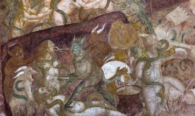 Pisa, İtalya, 06 Haziran 2016: Triumph of Death frescoe, Camposanto, 06 Haziran 2016 Pisa, İtalya