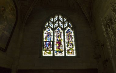 Poissy, Fransa, 12 Eylül 2016: iç mekanlar ve ayrıntılarını Collegiale notre dame church, 12 Eylül 2016 yılında Poissy, yvelines, Fransa