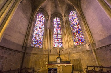 Tours, Fransa, 07 Temmuz 2015: iç mekanlar ve mimari detaylar Saint Gatien Katedrali, üzerinde 07 Temmuz 2015, Tours, Loire valley, Fransa.