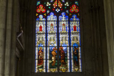 Tours, Fransa, 07 Temmuz 2015: iç mekanlar ve mimari detaylar Saint Gatien Katedrali, üzerinde 07 Temmuz 2015, Tours, Loire valley, Fransa.