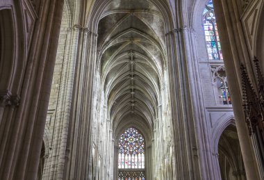 Tours, Fransa, 07 Temmuz 2015: iç mekanlar ve mimari detaylar Saint Gatien Katedrali, üzerinde 07 Temmuz 2015, Tours, Loire valley, Fransa.