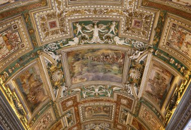 Vatikan Şehri, Vatikan, 15 Haziran 2015: iç ve Vatikan Müzesi, 15 Haziran 2015, Vatikan, Vatikan mimari detaylar