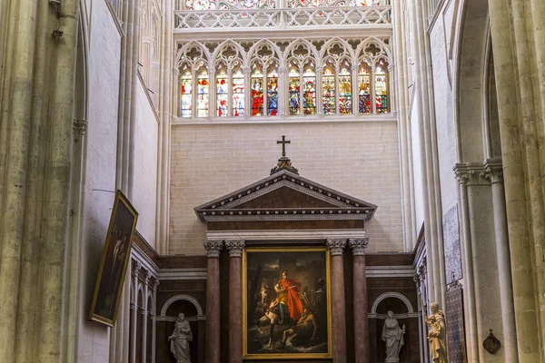 Tursos França Julho 2015 Interiores Detalhes Arquitetônicos Catedral São Gatien — Fotografia de Stock