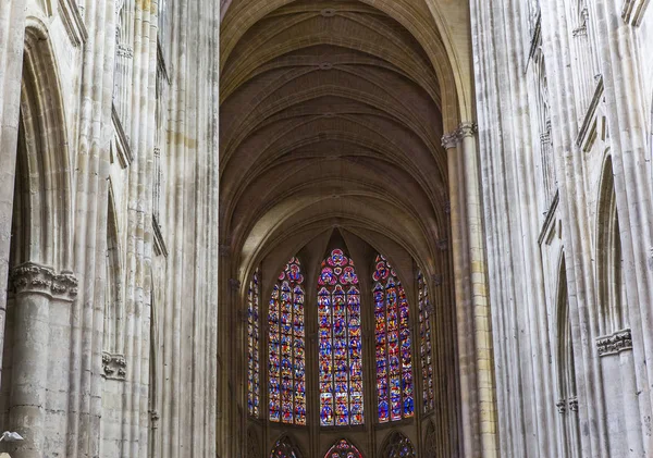 Tursos França Julho 2015 Interiores Detalhes Arquitetônicos Catedral São Gatien — Fotografia de Stock