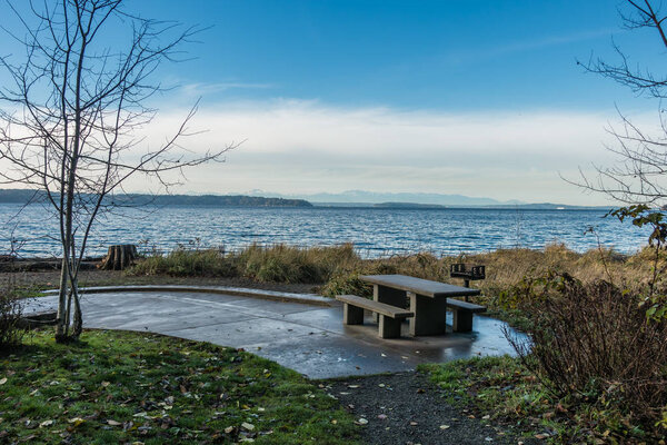 Picnic Table and Puget Sound