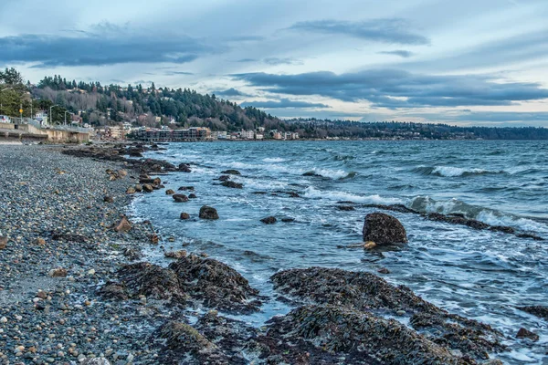 Tempestoso West Seattle Shoreline — Foto Stock