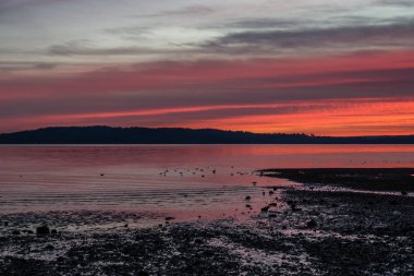 Kırmızı Puget Sound günbatımı