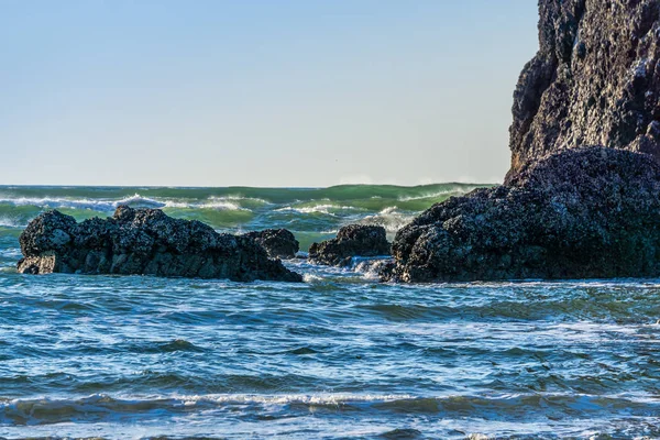 Fale Napływają Cannon Beach Stanie Oregon — Zdjęcie stockowe