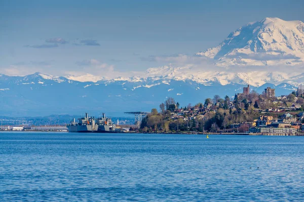 Vista Navios Atracados Porto Tacoma — Fotografia de Stock