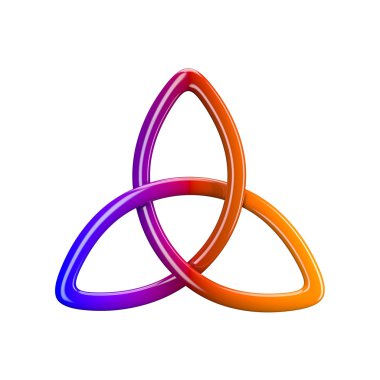 Trinity düğüm veya Triquetra 3D çizimi 