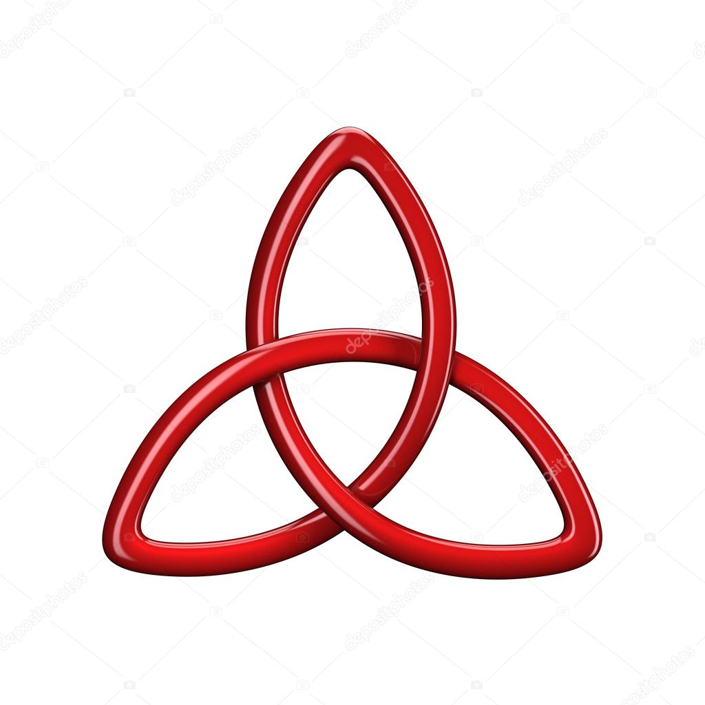 3d illustration of Trinity knot or Triquetra isolated on white background