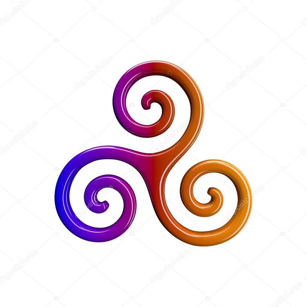3d illustration of triskel icon isolated on white background