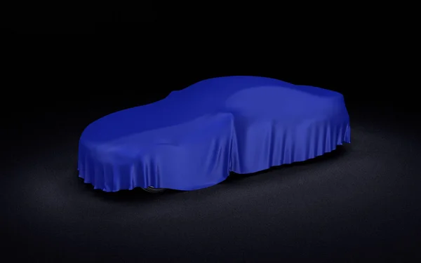Araba mavi bir bezle kaplı