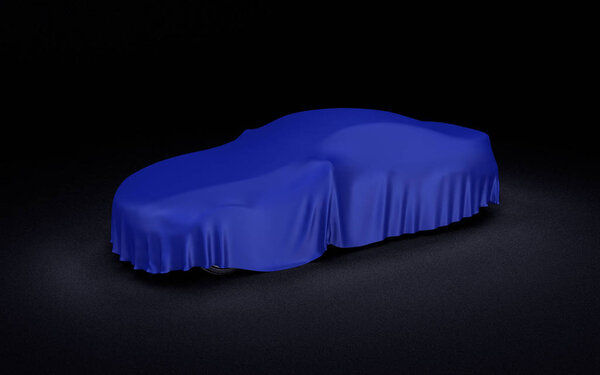 Машина покрыта синей тканью
