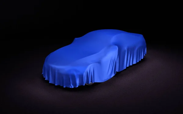 차는 파란색 천으로 덮여 — 스톡 사진