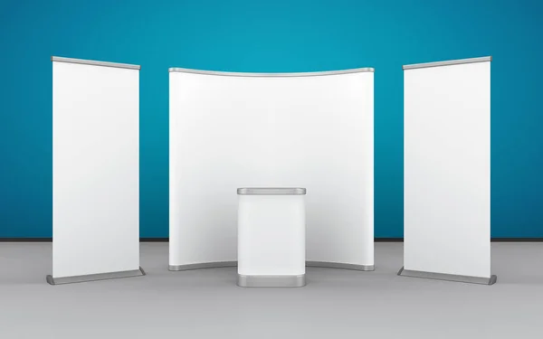 Sergi tasarımı açılır Stand, silindir afiş ve görüntüleme sayacı