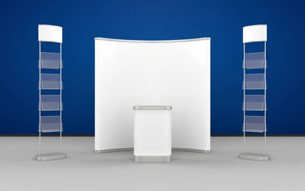 Exhibition Design With Pop-Up Stand, Literature Stand And Display Counter — Stock Photo, Image