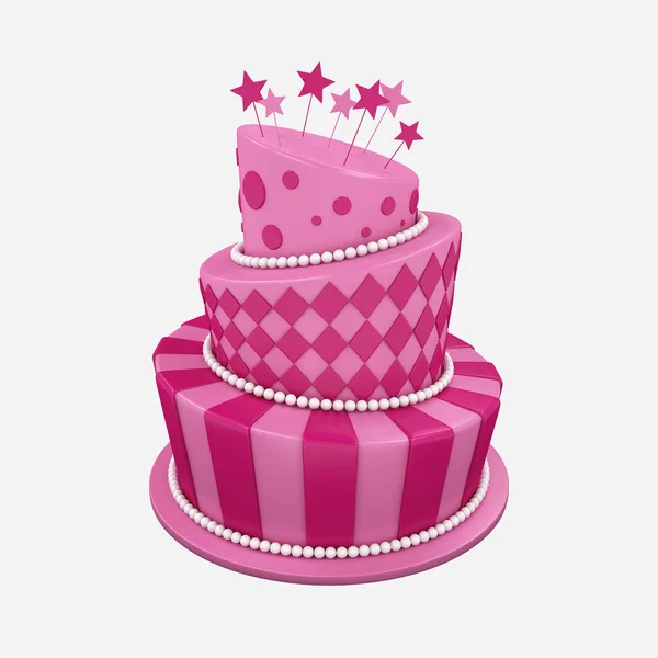 Illustration Big Birthday Holiday Three Floor Cake — Stock Photo, Image