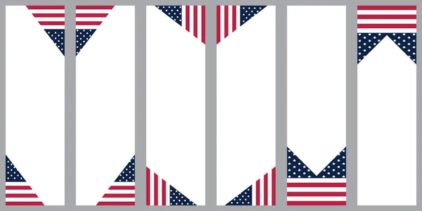 Логотип банер з прапором Сполучених держави Америка вертикальна риска — стоковий вектор