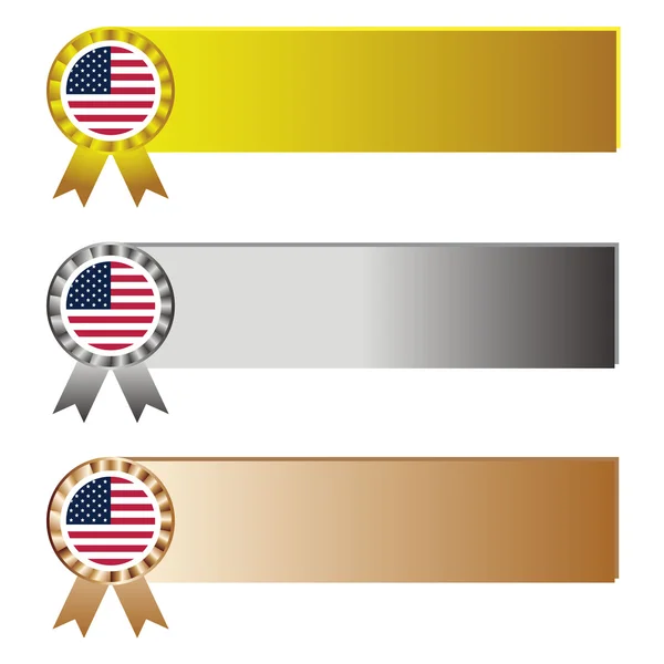 Нагорода логотип у Єдиного державного прапора Америку з банер — стоковий вектор