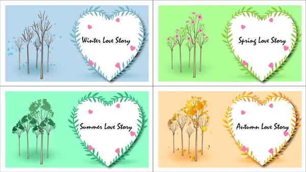 Szezon szerelmi történet, az évjárat háttér — Stock Vector