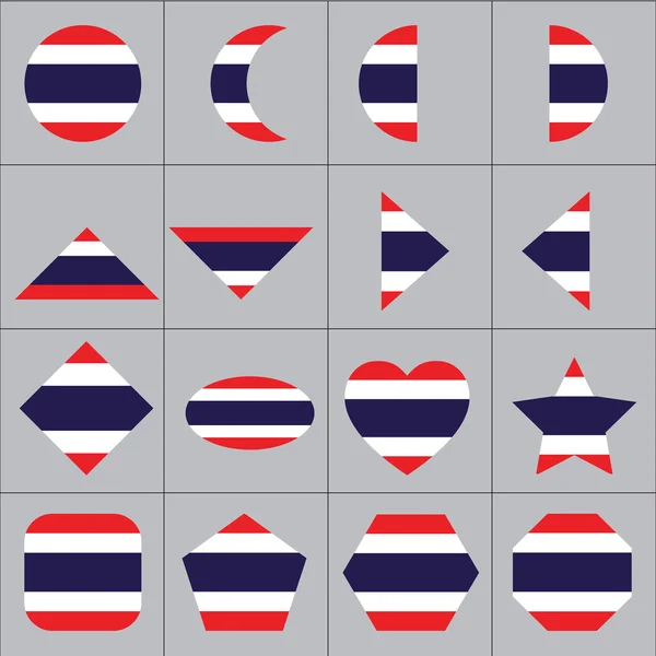 Thiland ulusal bayrak küme bir geometrik şekil — Stok Vektör