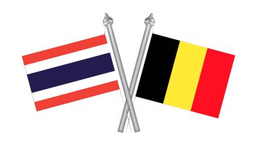 Tayland ve Belçika bayrağı. Uluslararası relat için bayrak çapraz